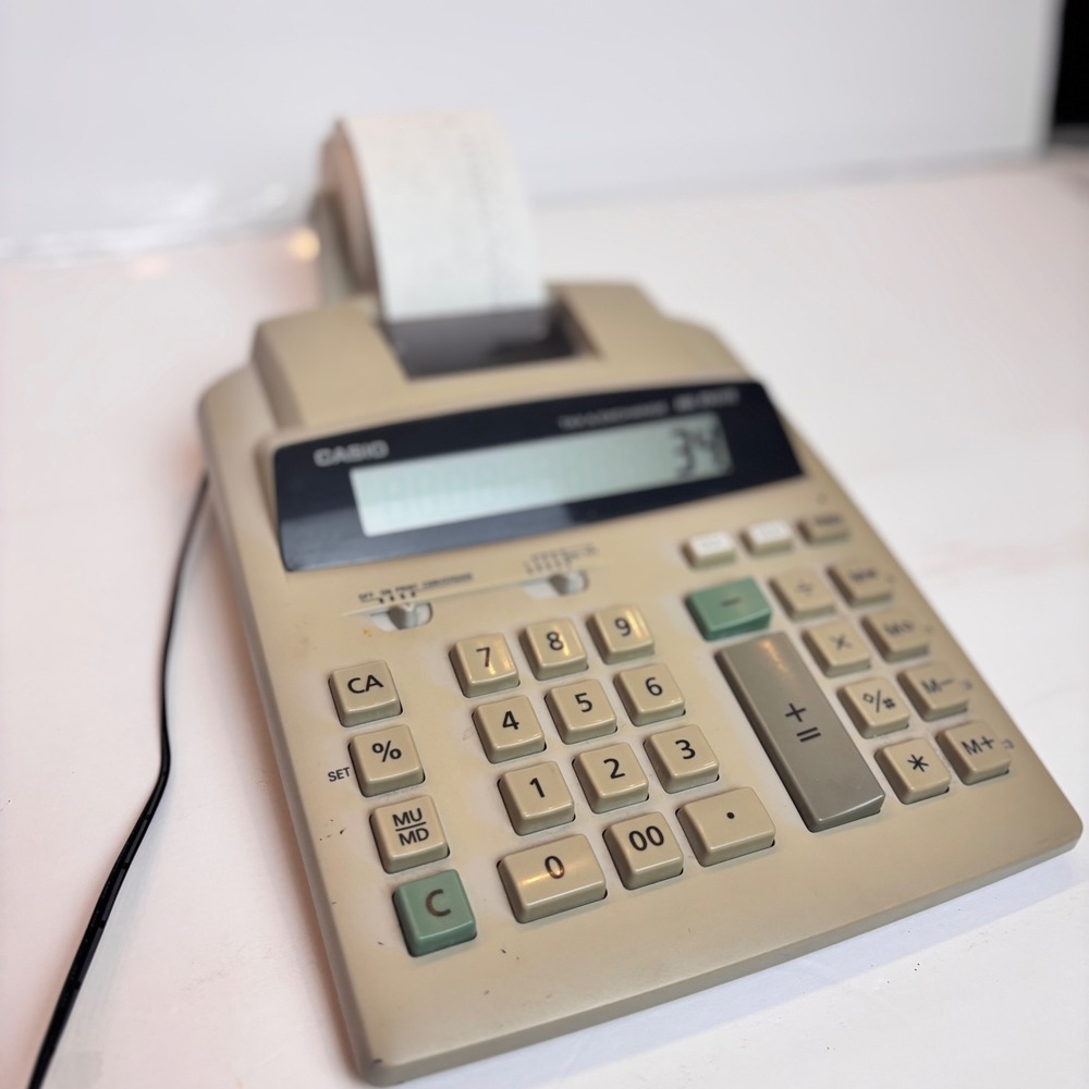 Tested Vintage Casio HR 150TE Tax & Exchange Printing Calculator‎ W/AC Adapter